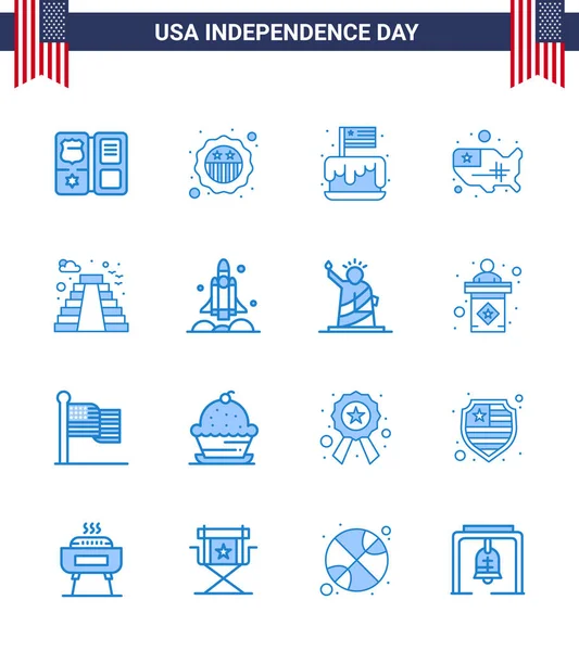 Usa Independence Day Blue Set Pictogrammes Des États Unis Amérique — Image vectorielle
