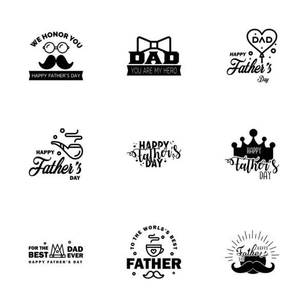 아버지들의 Black Typography Fathers Day Background Design Fathers Day Greeting — 스톡 벡터