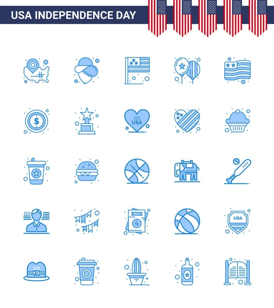 Signes Bleus Des États Unis Célébration Jour Indépendance Symboles Drapeau — Image vectorielle