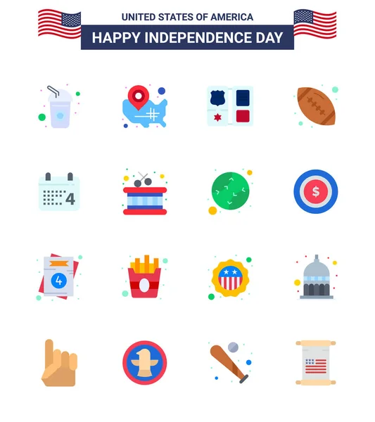 Ηπα Independence Day Flat Set Usa Εικονογράμματα Του Ημερολογίου Αθλητισμός — Διανυσματικό Αρχείο