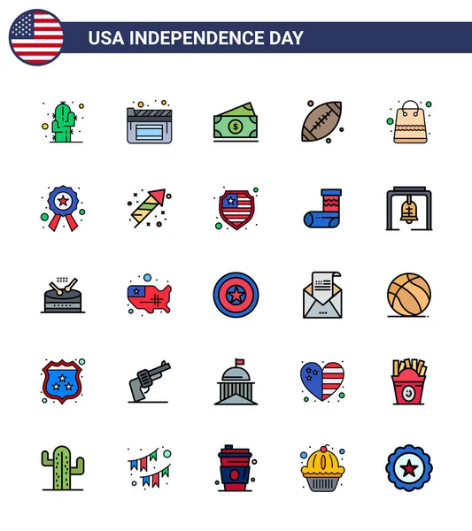 Stock Vector Icon Pack American Day Flat Filled Line Signs — 스톡 벡터