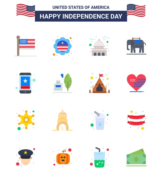 Usa Flat Pack Independence Day Zeichen Und Symbole Des Sterns — Stockvektor