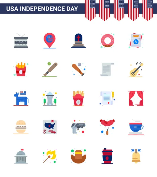 Set Usa Day Icons American Symbols Independence Day Signs Love — Stock Vector