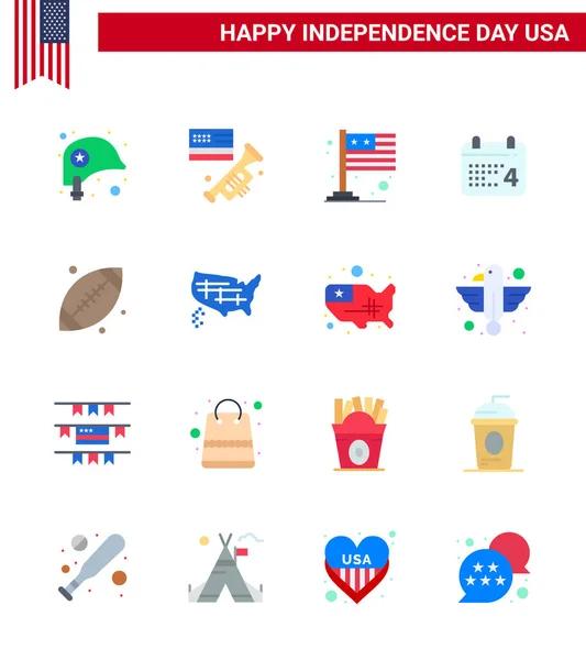 Big Pack Usa Happy Independence Day Usa Vector Flats Und — Stockvektor