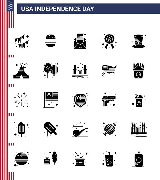 Juli Usa Happy Independence Day Icon Symbols Group Modern Solid — Stockvektor