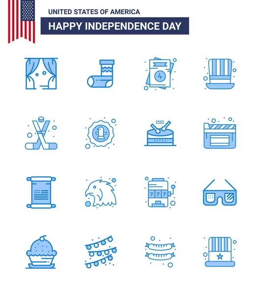 Creative Usa Icons Modern Independence Signs 4Th July Symbols Ice — Stock Vector
