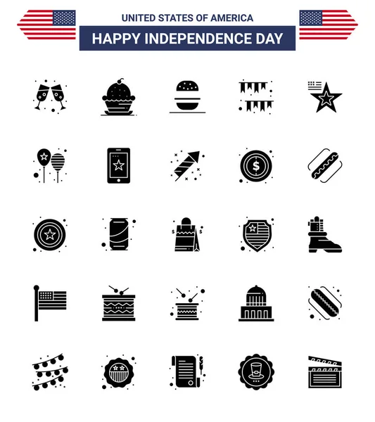 독립기념일 햄버거 아메리카의 Usa Day Vector Design Elements — 스톡 벡터