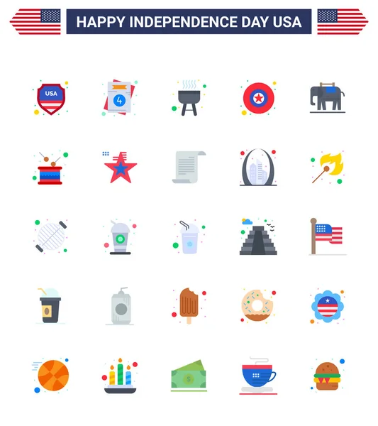 Set Von Usa Day Icons Amerikanische Symbole Unabhängigkeitstag Zeichen Für — Stockvektor