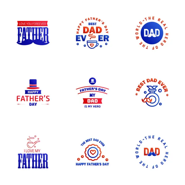 아버지들의 Blue Red Typography Fathers Day Background Design Fathers Day — 스톡 벡터