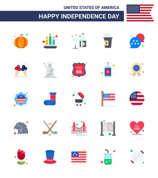 Flat Signs Usa Independence Day Star Σημαία Αμερικανός Κράτη American — Διανυσματικό Αρχείο