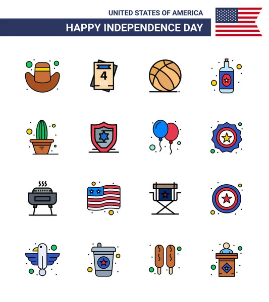 Usa Day Icons American Symbols Independence Day Signs American Plant — 스톡 벡터