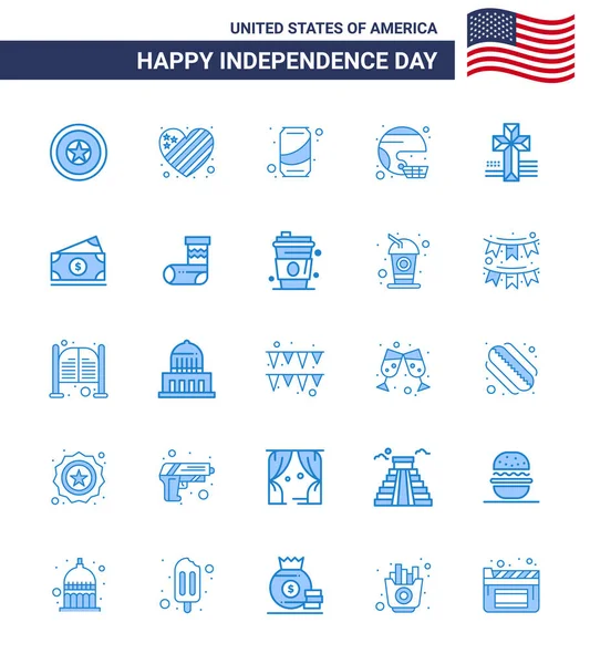 Groupe Blues Set Pour Journée Indépendance Des États Unis Amérique — Image vectorielle