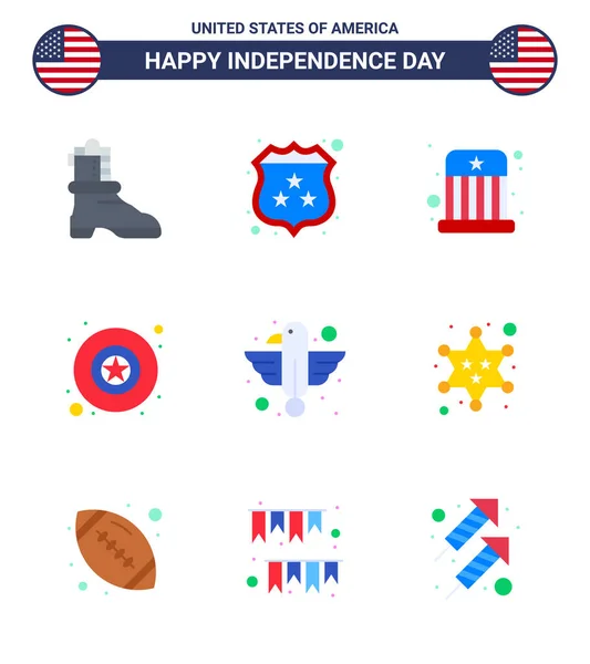 Set Usa Day Icons American Symbols Independence Day Signs Eagle — Stock Vector
