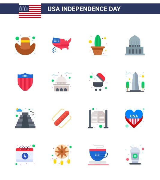 Creative Usa Icônes Signes Indépendance Moderne Juillet Symboles Seurité Américain — Image vectorielle