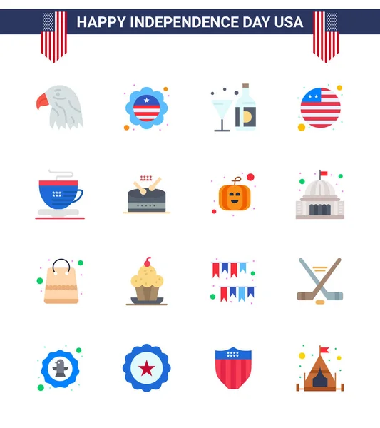 Kreative Usa Symbole Moderne Unabhängigkeitszeichen Und Juli Symbole Der Tasse — Stockvektor