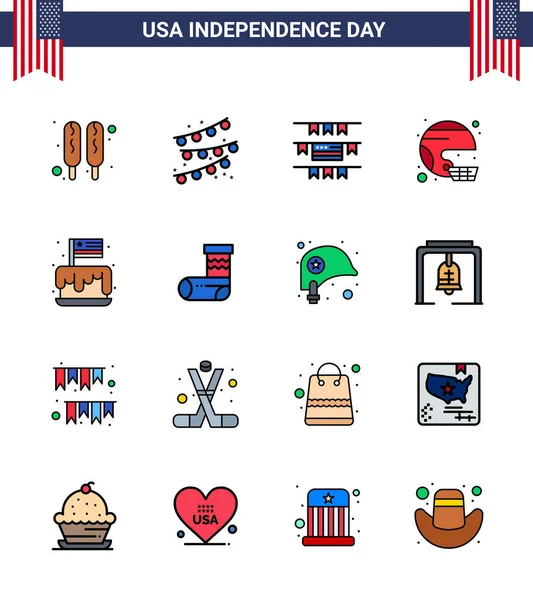 Flat Filled Line Signs Usa Independence Day Independence Festival American — 스톡 벡터