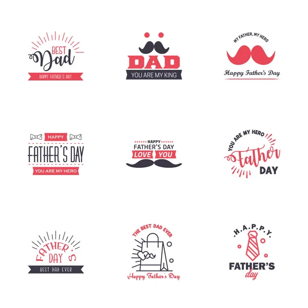 Set Fathers Day Black Pink Design Elements Editable Vector Design — Stockový vektor