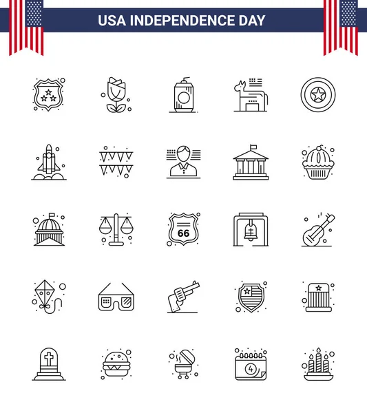 Stock Vector Icon Pack Von American Day Line Zeichen Und — Stockvektor