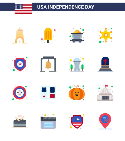Happy Independence Day Flats Icon Pack Web Print Alerte Étoile — Image vectorielle