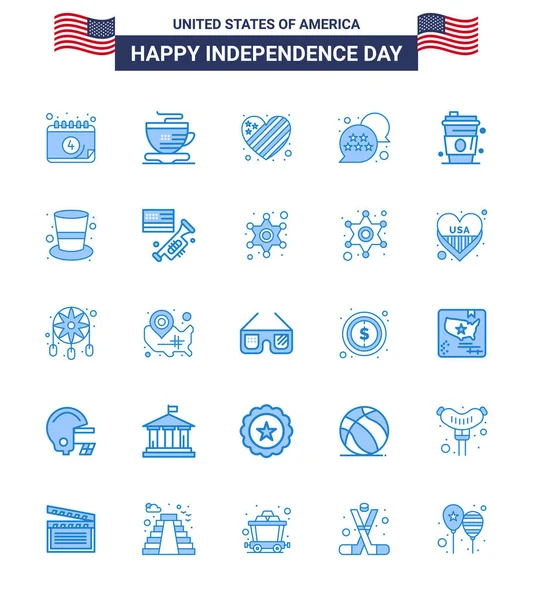 7月4日のアメリカ独立記念日には ジュース アルコール チャットバブル Usa Editable Usa Dayベクトルデザイン要素など25個のベクトルブルースがセットされています — ストックベクタ