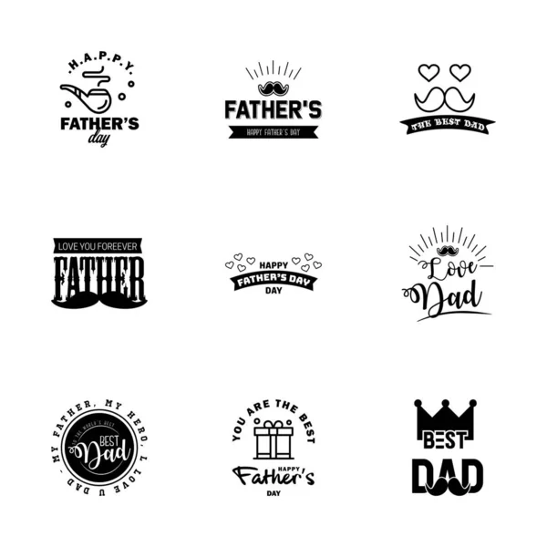 Happy Fathers Day Black Lettering Happy Fathers Day Editable Vector — Stock Vector