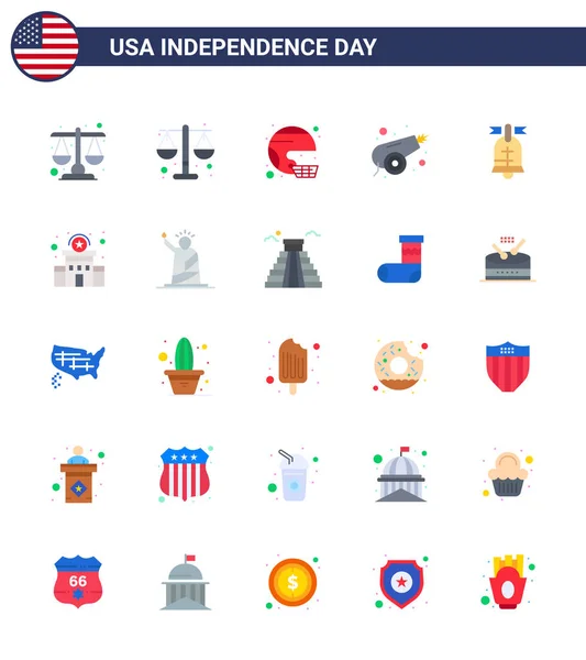 Pack Plat Symboles Fête Indépendance Des États Unis Amérique Anneau — Image vectorielle