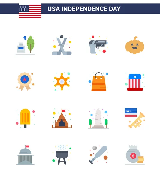 Usa Independence Day Flat Set Usa Pictograms Independece Usa America — Stock Vector