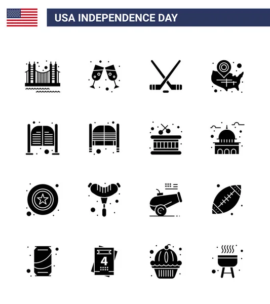 Kreative Usa Ikonen Moderne Unabhängigkeitszeichen Und Juli Symbole Der Lage — Stockvektor