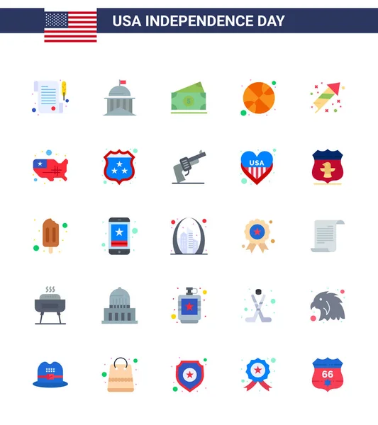 Kreative Usa Symbole Moderne Unabhängigkeitszeichen Und Juli Symbole Des Festes — Stockvektor