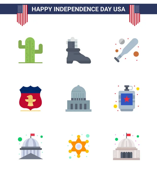 Usa Flat Pack Independence Day Signes Symboles Des Etats Unis — Image vectorielle
