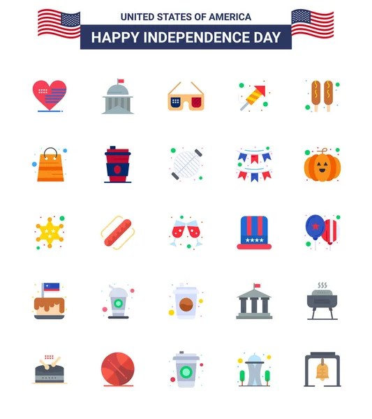 美国独立日的扁平标志玉米狗 爱尔兰 美国可编辑日向量设计元素 — 图库矢量图片
