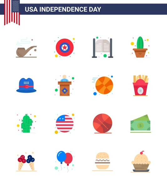 Stock Vector Icon Pack American Day Line Jelek Szimbólumok Amerikai — Stock Vector