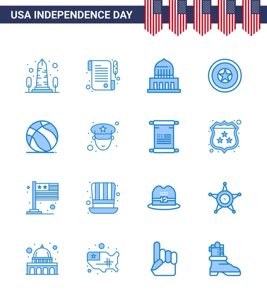 Stock Vector Icon Pack American Day Line Signs Symbols Ball — Stock Vector