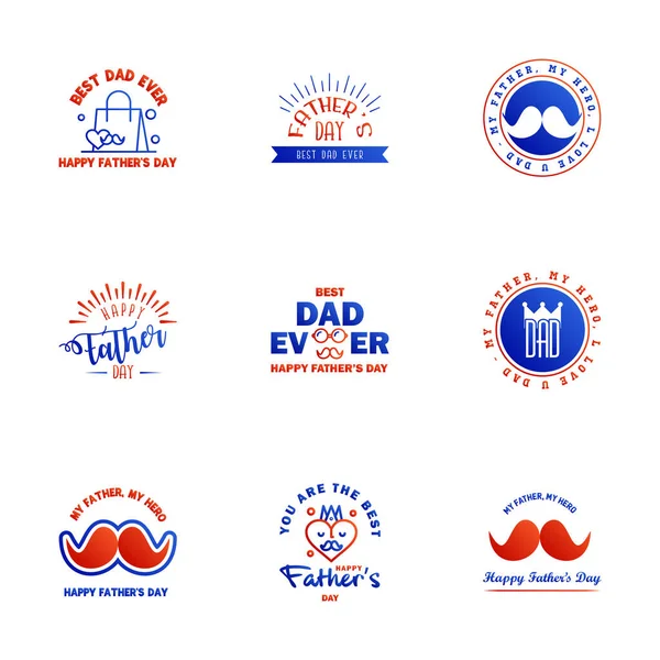 Happy Fathers Day Blue Red Typography Fathers Day Background Design — Stock Vector