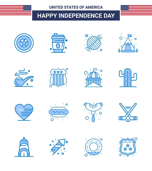 Creative Usa Icons Modern Independence Signs 4Th July Symbols Smoke — Stock Vector