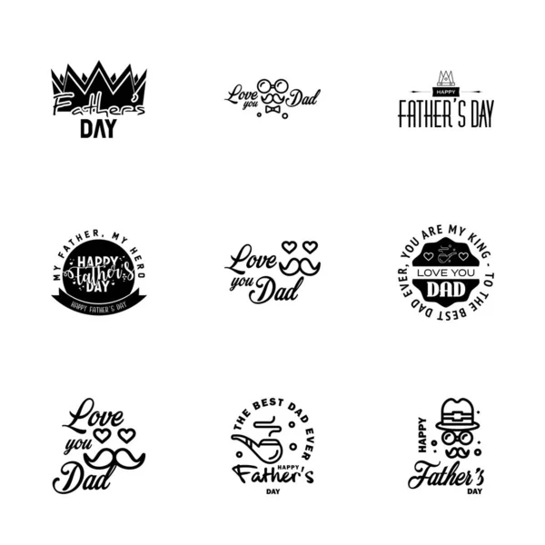 Love You Papa Card Design Happy Fathers Day Typography Collection — 스톡 벡터