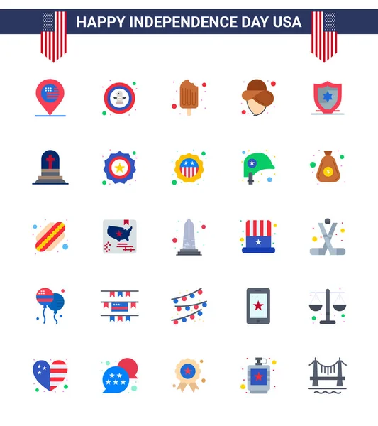 Big Pack Usa Happy Independence Day Usa Vector Flats Und — Stockvektor