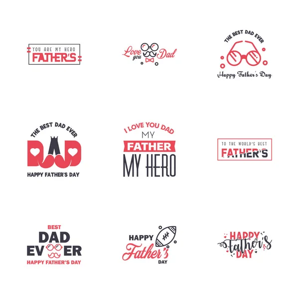 Boldog Apák Napja Üdvözlőkártya Fekete Rózsaszín Kalligráfia Vektor Illusztráció Szerkeszthető — Stock Vector