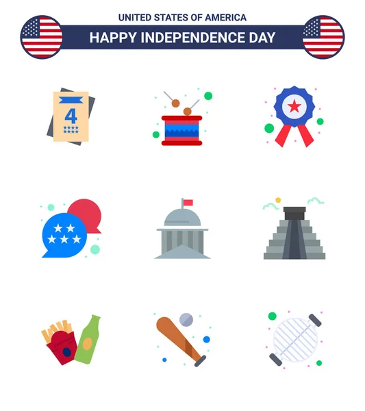 Creative Usa Icons Moderne Unabhängigkeitszeichen Und Juli Symbole Der Flagge — Stockvektor