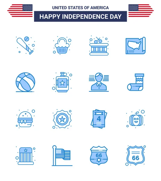 Usa Independence Day Blue Set Usa Εικονογράμματα Της Μπάλας Ηπα — Διανυσματικό Αρχείο
