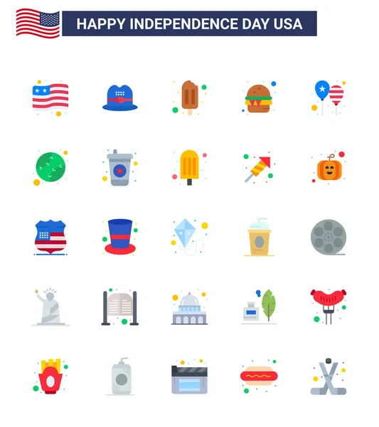 Set Usa Day Icons Amerikai Szimbólumok Függetlenség Napja Jelek Amerika — Stock Vector