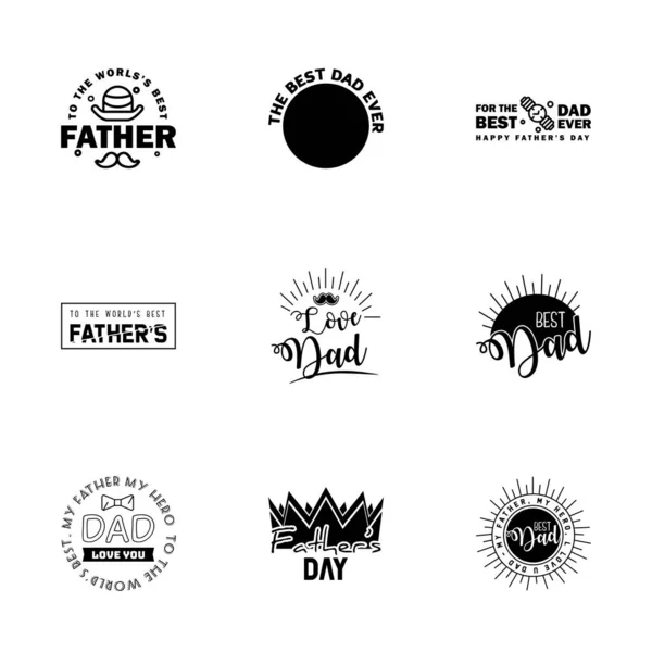 Happy Fathers Day Vector Hand Lettering Black Calligraphy Illustration Greeting — Stock Vector