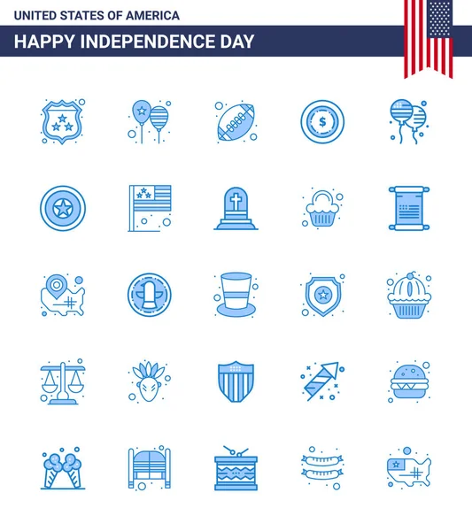 Creative Usa Icons Modern Independence Signs 4Th July Symbols Bloons — Stock Vector