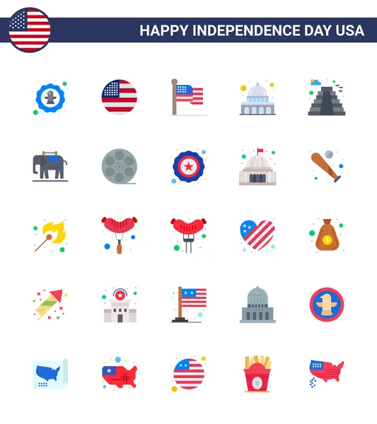Stock Vector Icon Pack American Day Flat Signs Symbols Elephent — Stock Vector