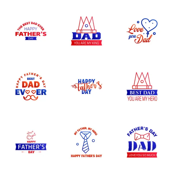 Счастливого Дня Отца Синий Красный Письмо Счастливые Отцы День Векторный — стоковый вектор