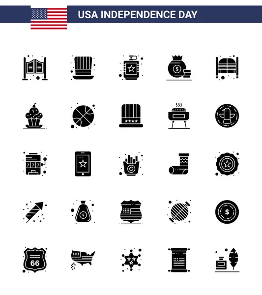 Usa Solid Glyph Pack Independence Day Zeichen Und Symbole Der — Stockvektor