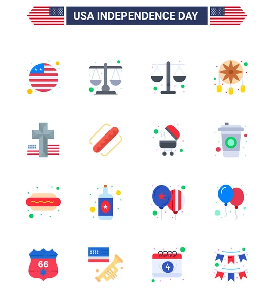 Set Usa Day Icons American Symbols Independence Day Signs States — Stockový vektor