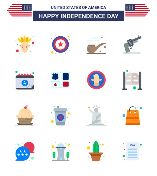 Group Flats Set Independence Day United States Book Date Calendar — 스톡 벡터