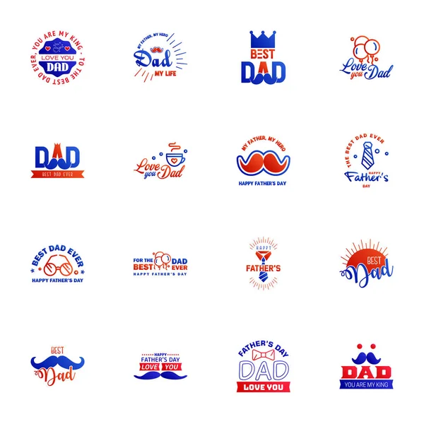 Happy Fathers Day Blue Red Typography Fathers Day Background Design — Stock Vector