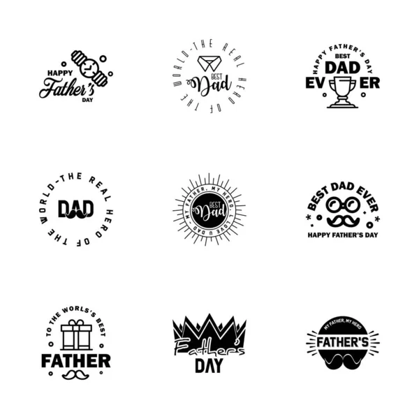 Mutlu Babalar Günü Black Seti Vektör Tipografisi Babalar Günü Tebrik — Stok Vektör